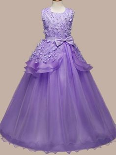 Silhouette Ball Gown Neckline Jewel Hemline/Train Floor-Length Back Details Zipper Fabric Organza Embellishment Bows Sleeve Length Sleeveless Fully Lined Yes Weight 0.32kg Sleeveless Princess Dress For Prom, Sleeveless Summer Princess Dress For Pageants, Purple Princess Dress With Floral Applique For Parties, Purple Floral Applique Princess Dress For Dress-up, Princess Sleeveless Ball Gown For Dress-up, Princess Sleeveless Ball Gown For Pageant, Summer Princess Sleeveless Ball Gown, Princess Style Sleeveless Ball Gown For Dress-up, Princess Sleeveless Summer Gown