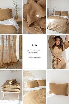 Almond Linen Collection Linen Bedding Styling, Fabric Store Design, Curtains Linen, Bed Cover Design, Bedding Linen, Fall Bedroom Decor, Color Home, Fabric Photography, Canvas Learning