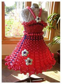 a dress made out of plastic beads