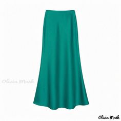 Olivia Mark - Elegant High-Waisted Long Dress with Flowing Fabric and Flared Hem Flowing Fabric, Peacock Green, Mermaid Skirt, Types Of Skirts, Silk Satin, Elegant Dresses, A Line Skirts, Long Dress, High Waist