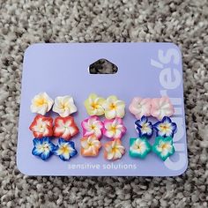 Nwt Claire's Girls Earrings. For Sensitive Ears. Fun Earrings Aesthetic, Claire’s Earrings, Claires Aesthetic, Juliana Core, Claire Earrings, Plushie Clothes, Claires Accessories, Claires Earrings, Core Fashion