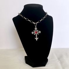 Cross necklace cross necklace aesthetic cross jewelry fall style handmade jewelry vintage jewels aesthetic pictures gothic jewelry goth jewelry grunge necklaces organizer pearl necklace silver necklace gothic jewelry jewelry inspo necklace aesthetic silver necklaces silver jewelry aesthetic cross earrings punk aesthetic vibrate jewelry coquette coquette aesthetic old money street style women rhinestone cross pendant religious personalized gift Vampire Prom, Red Cross Necklace, Alex Core, Gothic Cross Necklace, Goth Stuff, Goth Accessories, Grunge Jewelry, Cross Necklaces, Silver Cross Necklace