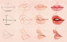 a drawing of different lips and shapes