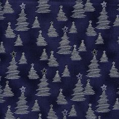 a blue background with white christmas trees and stars