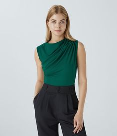 Discover Women’s Cowl Neck Sleeveless Work Blouse at Halara, Crowd-Approved Affordable Choices Made For What Moves You. Blouses V Neck, 2024 Wardrobe, Ruched Blouse, Soft Dramatic, Halter Blouse, Bleach Wash, Color Shirt, Women Shirts Blouse, Shirts Blouses