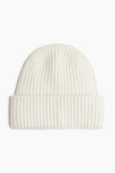 Rib-knit hat in a warm wool blend with a foldover cuff. Classic Soft Knit Hat For Everyday, Ribbed Wool Hat For Fall, Classic Fitted Soft Knit Hat, Fall Ribbed Wool Hat, Trendy Winter Wool Hat, Trendy Wool Winter Hat, Trendy Wool Hat For Winter, White Soft Knit Winter Hat, Casual Wool Ribbed Beanie