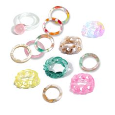 PRICES MAY VARY. High Quality Material: These retro chunky rings are made of premium quality resin and acrylic, each ring is carefully polished and processed. Durable, smooth, comfortable, lightweight. Trendy rings: Colorful acrylic rings are in variety of colors and styles,including chunky plastic rings,resin colorful rings. Knuckle rings will make you stand out from the crowd and get lots of compliments. Muti-Ring Size: Stackable Resin Ring Sets is between about 6 and 10 and it can fit each fi Trendy Plastic Rings As Gifts, Trendy Handmade Round Rings, Trendy Multicolor Open Ring Jewelry, Trendy Multicolor Stackable Rings, Trendy Multicolor Plastic Jewelry, Trendy Plastic Ring Jewelry, Chunky Plastic Rings, Trendy Multicolor Plastic Rings, Trendy Multicolor Resin Rings