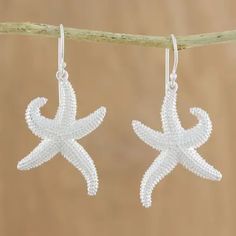 Sterling Silver Starfish Dangle Earrings from Thailand - Dancing Starfish | NOVICA Pearl Strands Necklace, Beach Wedding Decorations, Sparkly Earrings, Silver Dangle Earrings, Gifts For My Wife, Sterling Silver Dangle Earrings, Unique Handmade Jewelry, Support Handmade, Silver Earrings Dangle