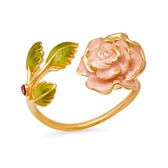 Experience the romantic charm of our 'Rose Open Ring,' adorned with a full enamel pink rose and delicate green leaves. A beautiful tribute to the timeless symbol of love and affection. Its open design allows for a flexible fit, making it the perfect gift for someone special or a lovely treat for yourself. Material: Bra Martini Outfit, Rose Ring Flower, Coral Jewelry Set, Tai Jewelry, Gorgeous Rings, Timeless Symbol, Love And Affection, Symbol Of Love, Floral Jewelry