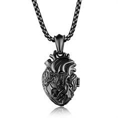 PRICES MAY VARY. UNIQUE DESIGN--Design in organ heart pendant locket necklace, it's very special and cool MADE WITH HIGH QUALITY STAINLESS STEEL---Our stainless steel does not readily corrode, rust or stain with water as ordinary metal does LOCKET DESIGN--It can be open to store hair or other tiny pieces IDEAL GIFTS:Gifts for birthday,Christmas,Father's day Package:Gift bag package Unique design organ heart pendant locket necklace, can be open to store tiny pieces

 All-match style jewelry: Fit Anatomical Heart Pendant, Anatomical Heart Necklace, Vintage Choker, Anatomical Heart, Charm Pendant Necklace, Black Necklace, Men's Necklace, Stainless Steel Pendant, Steel Necklace