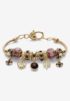 In a contemporary tapestry of colors and charms, this designer-inspired Bali-style birthstone beaded charm bracelet makes a stylish statement. No need to Charm Bracelet On Wrist, Gold Charm Bracelet For Women, Pandora Bracelet Designs Unique, Contemporary Tapestry, Pandora Bracelet Designs, Beaded Charm Bracelet, Bracelet Inspo, Bali Style, Wrist Jewelry