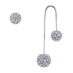 Mixed Cut Diamond Drop Ball Earring With Matching Stud Set – Borgioni Sparkling Diamond Drop Cluster Earrings, Luxury Diamond Dangle Crystal Earrings, Sparkling Cluster Cubic Zirconia Earrings, Sparkling Cubic Zirconia Cluster Earrings, Luxury Diamond White Cluster Earrings For Pierced Ears, Luxury Diamond Crystal Earrings With Diamond Accents, Luxury Diamond White Diamond Earrings With Sparkling Stones, Luxury Sparkling Diamond White Earrings, Diamond White Single Diamond Earring