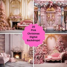 pink christmas digital backdrops for photoshopping