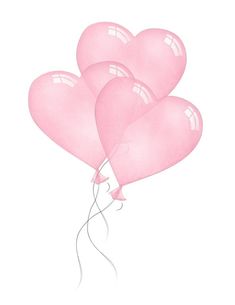 pink heart shaped balloons floating in the air