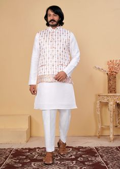 Pakistani wear Men Kurta Pajama Pair, Soft Cotton Kurta ,Indian Wear Party Wear, Men party wear, Traditional Classic Bollywood Kurta grooms men wear indian traditional  Fabric Details Kurta Fabric:- silk 💫 Pajama Fabric:-silk💫 *Size:- 36,38,40,42,44,46 Semi-stitched White Nehru Jacket For Designer Wear, White Dabka Sherwani For Navratri, Festive White Chanderi Nehru Jacket, Designer White Nehru Jacket With Dupatta, White Chanderi Nehru Jacket For Eid, White Dabka Churidar For Puja, White Nehru Jacket With Dupatta For Eid, White Chanderi Sherwani For Puja, White Chanderi Sherwani For Navratri