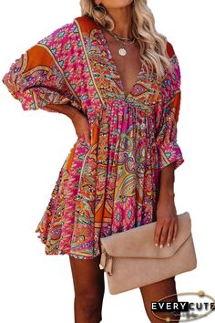 Product Name Multicolour V Neck 3/4 Sleeve Bohemian Vintage Print Mini Dress LC221873-22 Item NO. LC221873-22 100%Polyester Weight 0.32 kg = 0.7055 lb = 11.2877 oz Category Women Dresses Mini Dresses Creation Time 2020-09-18 Multicolor Half Sleeve Dresses For The Beach, Multicolor Printed Bohemian Dress, Multicolor Printed Bohemian Boho Dress, Summer Long Sleeve Boho Dress, Summer Boho Dress With Long Sleeves, Summer Long Sleeve Boho Dress With Boho Print, Multicolor Half Sleeve Dresses, Multicolor Half Sleeve Summer Dresses, Orange Half Sleeve Summer Dress