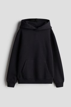 Sweatshirt hoodie in cotton-blend fabric with a soft  brushed inside. Double-layered  wrapover hood  dropped shoulders  long sleeves  and a kangaroo pocket. Ribbing at cuffs and hem. Christmas Wishlist Accessories, Wishlist Ideas Under $10, Hoodie H&m, H&m Clothes Women, Black Sweatshirt Aesthetic, H&m Clothes, Black Wishlist, Black Hoodie Aesthetic, Popular Sweatshirts