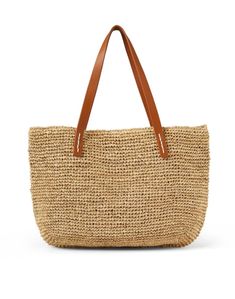 Lending a tropical twist to your everyday carryall, Laggo's Casablanca bag is getaway-ready. The roomy tote silhouette is crafted from woven raffia, finished with leather handles, and lined in nylon for the perfect blend of fashion and function. Wear yours over your shoulder with your favorite warm weather ensembles. Gold Heart Stud Earrings, Raffia Tote Bag, Tan Leather Tote, Gold Heart Studs, Tropical Twist, Woven Raffia, Raffia Bag, Basket Bag, Crochet Bags