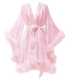 Dressing Gown Pink, Feminine V-neck Robe For Sleep, Elegant V-neck Robe In Solid Color, Winter V-neck Sleepwear, Elegant Pink V-neck Robe, Satin V-neck Robe For Loungewear, Satin Finish V-neck Sleepwear, Pink V-neck Robe For Loungewear, Pink Fur Robe