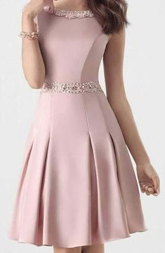 Satin Homecoming Dress With Pleated Bodice, Satin Dress With Pleated Bodice For Homecoming, Satin Homecoming Dress With Sweep Train, Homecoming Satin Dress With Sweep Train, Satin Dress With Sweep Train For Homecoming, Elegant Pink A-line Bridesmaid Dress, Elegant Fitted Homecoming Dress, Elegant Ball Gown Bridesmaid Dresses, Elegant A-line Evening Dress For Homecoming