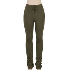 Women Trousers High Waist Track Sweat Pants Streetwear Full Length Drawstring Pants For Fall, Stretch Straight Leg Pants With Drawstring, Casual Straight Leggings For Fall, Stretch Jogger Trousers For Fall, Stretch Joggers For Fall, Fitted Sweatpants For Fall, Casual Green Yoga Pants For Fall, Fall Casual Straight Leggings, Stretch Khaki High-waisted Pants