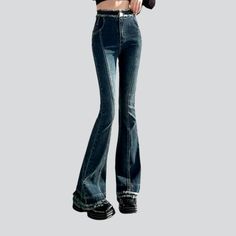 Welcome to the future of street style our 2023 Spring-Summer Collection of Street Jeans for Women! These jeans are crafted with love. reminiscence. and a dash of modern flair to bring you a timeless look you'll love.Why These Jeans Will Become Your FavoriteCombining the best of classic and modern style. these jeans feature a signature bootcut and stonewashed dark raw waistline. along with a elevated-waisted fit for an edgy. flattering look. Plus. the zipper and button closure ensure your jeans s Street Style Jeans, Jeans Street Style, Street Jeans, Welcome To The Future, Summer Street, Dark Blue Color, Style Jeans, Jeans Bootcut, High Waisted Jeans