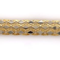 Retro Bracelet, Diamond Pattern, Vintage 1960s, Two Tone, 1960s, Bracelet, For Sale, Pattern, Gold