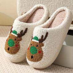 Sherpa Clog Style Slip On Indoor Outdoor Slippers Non Slip Flexible Sole Cushioned Foot Bed Christmas Reindeer Rudolph Green Brown White (True To Size) Brand New Fun Gift Casual Everyday House Shoes Happy Winter Fall Spring Summer Christmas Holiday Birthday Unisex Moose Xmas Family Pajamas Cozy Shoes, Christmas Slippers, Indoor Outdoor Slippers, Clogs Style, Happy Winter, Warm Slippers, Slippers Cozy, Boot Accessories, Christmas Deer