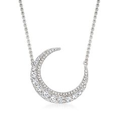 Ross-Simons - .68 ct. t. w. Diamond Moon Necklace in 18kt White Gold. 15". This celestial spectacle is a reminder that you deserve the moon. This necklace swings an 18kt white gold crescent moon lit with .68 ct. t. w. diamonds. Stationed along a cable chain with a 3" extender. Springring clasp, diamond moon necklace. Diamond birthstones are the perfect gift for April birthdays. Crescent Moon Light, Diamond Moon Necklace, Gold Crescent Moon, Necklace Moon, Diamond Birthstone, Diamond Jewelry Necklace, Necklace Diamond, Natural Gold, Ancient Symbols