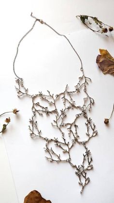 Statement Twig Necklace Large Branch Necklace Cascading Bib image 1 Luxury Silver Nature-inspired Necklaces, Adjustable Nature-inspired Necklace With Large Pendant, Nature-inspired Sterling Silver Necklaces With Unique Variations, Luxury Nature-inspired Statement Necklace, Moon Board, Forest Jewelry, Branch Necklace, Silver Party, Statement Bib Necklace