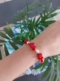 Freshwater pearl and red coral bracelet is a nice christmas gift,Valentine's day gift,birthday gift,wedding gift,bridesmaid gift and other special day gift for lovelies. Red coral jewelry  Handmade, carefully crafted with passion. *Beach bracelet is Very simple and stylish, *Made to order, *Summer accessories comes packaged in a tulle sachet. Coral Bracelet Jewelry For Beach, Coral Beach Bracelet Jewelry, Red Beaded Bracelets With Natural Stones As Gift, Coral Colored Beach Bracelet, Adjustable Red Coral Beaded Bracelets As Gift, Adjustable Coral Bracelets As A Gift, Red Natural Stones Bracelets For Gift, Handmade Elegant Pearl Bracelet For Valentine's Day, Elegant Handmade Pearl Bracelet For Valentine's Day