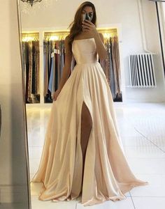 Rope Soirèe, Blush Pink Prom Dresses, Champagne Formal Dresses, Simple Satin, Pink Prom, Cheap Bridesmaid Dresses, Maxi Dress Prom, Gown Prom, Pink Prom Dresses