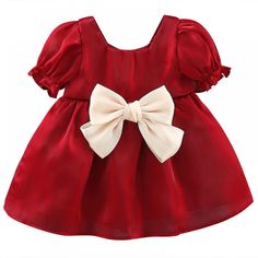 Girls Summer Bow Princess Dress Wholesale Baby Girl Clothes Red Princess Dress With Bow, Short Sleeve Princess Dress With Bow For Summer, Cute Christmas Playtime Dress, Cute Christmas Playtime Dresses, Red Short Sleeve Dress With Bow, Cute Red Dress With Bow, Red Short Sleeve Dress For Playtime, Casual Red Short Sleeve Dresses, Gowns For Girls