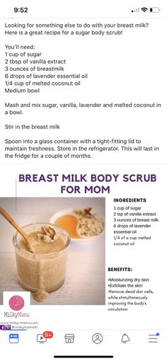 a recipe for breast milk is shown