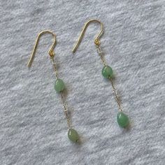 ◽️ These stainless steel gemstone dangle earrings are the perfect addition to your jewellery collection ◽️ They are made from gold plated stainless steel which will not turn your ears green ◽️ each earring is handmade and will measure approximately cm in length  ◽️ Please select which gemstone type you would like from the drop down menu Bead Dangle Earrings, Green Drop Earrings, Dainty Earrings For Jewelry Making With May Birthstone, Dangle Metal Jewelry For May Birthstone, Nickel Free 14k Gold Filled Green Jewelry, Dangle Earrings With May Birthstone, Nickel Free Green Jewelry In 14k Gold Filled, May Birthstone Dangle Metal Jewelry, Green May Birthstone Long Drop Jewelry