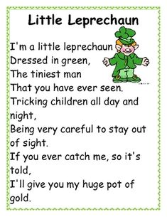 a little leprechan poem for children to read