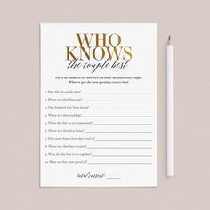 a card that says who knows the people list with a pencil on top of it