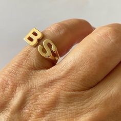 "2 Initials Pinky Ring ,Handmade Ring. This beautiful ring, made of 18K Gold plating or 925 sterling silver with your initials This ring is suitable for men and women, to be worn daily, Can be a great gift. Choose your size , and your words / names - in any language let me know in the \"note to seller\" during checkout what you want. The product will arrive to you packed in gift box and padded envelope to maintain the product For more rings from us: https://www.etsy.com/il-en/shop/Limajewelry?se Cheap Minimalist Initial Ring For Everyday, Luxury Silver Initial Ring With Timeless Style, Cheap Stackable Initial Ring For Everyday, Cheap Classic Initial Ring, Cheap Classic Rings With Initials, Luxury Classic Rings With Initials, Cheap Everyday Open Initial Ring, Luxury Polished Initial Ring For Everyday Wear, Affordable Gold Initial Ring For Anniversary