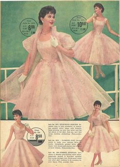 1950s Pink Dress, 50s Clothes, 1950s Love, 1950s Prom, Vintage Catalog, 50's Fashion, Fashion 50s