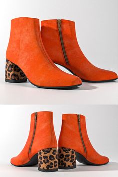 Add a bold touch to your everyday style with our orange suede booties, featuring a striking leopard print heel. These fresh new arrivals combine playful design with all-day comfort, offering a standout look that’s perfect for elevating your casual wardrobe. For those who love to mix vibrant color with fierce patterns, these booties are a must-have. Sunday Soup, Leopard Print Heels, Religious Symbols, Fashion Costume, Fashion Spring, Crazy Shoes, Suede Booties, Playful Design, Everyday Style