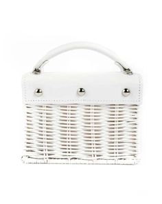 Wicker wings white mini kuai bag    - comes with an adjustable leather strap - to use as a crossbody or shoulder bag  -  fully lined interior  - high quality rattan  - italian cowhide leather  - italian hardware  - made in england  - 1 interior pocket  - comes with a dust bag  -  basket height: 13cm / 5.1in  -  length: 18cm / 7in  -  width: 6cm / 2.3in Easy Tiger, Norse Projects, Black Crane, Blue Flats, Pocket Bag, Surf Shop, White Bag, Cowhide Leather, Leather Straps