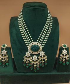 This is very beautiful statement long beaded necklace for all occasions to look beautiful & stand out in party. It includes 1 necklace and a pair of matching earrings. Luxury Beaded Temple Necklace For Festivals, Festive Luxury Beaded Temple Necklace, Long Kundan Necklace, Pearl Long Necklace, Carving Stone, Kundan Necklace, Emerald Bead, Long Beaded Necklace, Kundan Necklaces