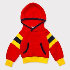 Made in USA Brand: campus Color/Design: Red/Yellow/Black Sleeve: Long Size: 2 (Runs smaller Approx 24M) 10in Shoulder width  11.5in Body width  12in Full length  Weight: 5oz Condition: Good Please view ALL photos for flaws. Colorblock Hoodie, Yellow Hoodie, Red And Yellow, Yellow Black, Hoodie Sweatshirt, Red Yellow, Kids Hoodie, Color Blocking, Sweat Shirt