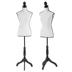 two mannequins are standing on top of each other in front of a white background