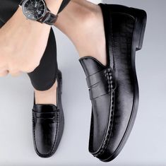 Leonel Men's Loafer Shoes | Ultrasellershoes.com – Ultra Seller Shoes Slip-resistant Round Toe Business Loafers, Leather Loafers With Slip-resistant Round Toe, Black Leather Slip-resistant Loafers, Leather Slip-resistant Closed Toe Loafers, Slip-resistant Leather Loafers With Round Toe, Slip-resistant Leather Loafers With Closed Toe, Slip-resistant Leather Closed Toe Loafers, Business Slip-resistant Plain Toe Loafers, Business Slip-resistant Moc Toe Loafers