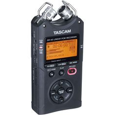 tascam portable radio with two microphones attached to it