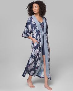 Why you’ll love it: Crafted of silky soft satin, this patterned tie-front robe features contrasting trim that beautifully defines the front panels. Details Satin fabric with stretch for added comfort. Tie front. 55" from shoulder. 97% polyester, 3% spandex. Machine wash cold. Imported. Online Exclusive. Satin Short Sleeve, Clothes For Women Over 50, Soma Intimates, Satin Short, The Vanishing, Contrasting Trim, Under Dress, Swim Skirt, Womens Robes