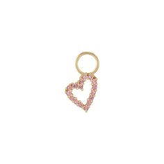 a heart shaped key chain with pink stones Hoop Charms, Earrings Hoops, Brass Hoops, Earring Charms, Domed Ring, Silver Accessories, Open Heart, Brass Jewelry, Gold Plated Sterling Silver