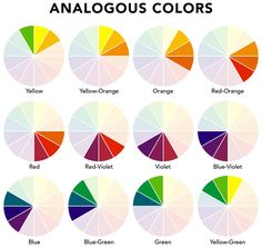 the color wheel is shown with different shades and colors in each section, including red, orange