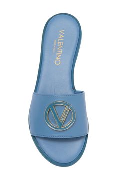 A signature logo buckle gleams at the vamp of a chic slide sandal ready to elevate your poolside style. Leather upper and lining/synthetic sole Made in Italy Poolside Style, Poolside Fashion, The Vamp, Mario Valentino, The Vamps, Sandal Women, Signature Logo, Slide Sandals, Fashion Inspo Outfits